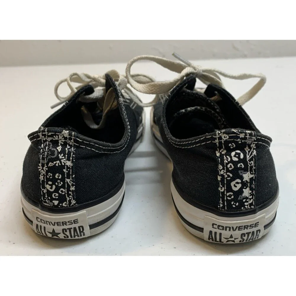 Converse All Star Low Black White Floral Double Tongue Sneakers Junior 3